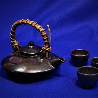 薩摩　霧生焼　酒器　黒千代香
