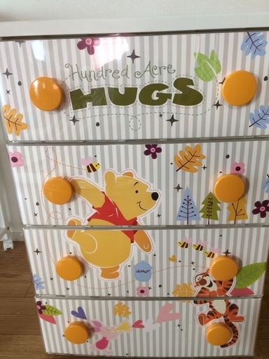 チェスト　収納ボックス　引出し（プーさん、子供部屋）