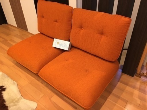 本日、明日来れる方限定 展示品 未使用品 オレンジソファー ２脚セット