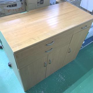 パイン材のファックス台　引き出し2段　中古品 パイン材のファックス台 引き出し2段 中古品