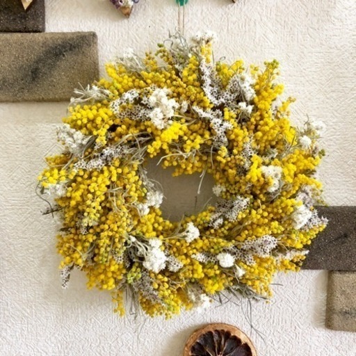 受注制作　ミモザの北欧リース