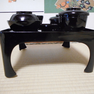 黒漆塗りのお膳とお椀 5客分の画像