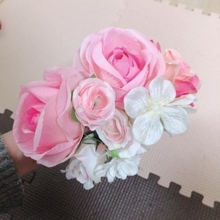 髪飾りピンク系(ハンドメイド品)