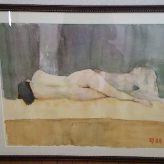 大型水彩画と額縁