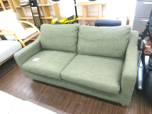 札幌 引き取り 2人掛けソファ/2Pソファ グリーン系 ファブリック素材 お買い得！