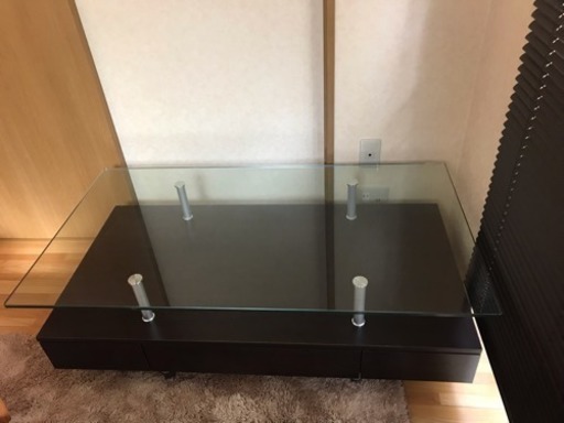 120cm幅 ガラス天板ローテーブル