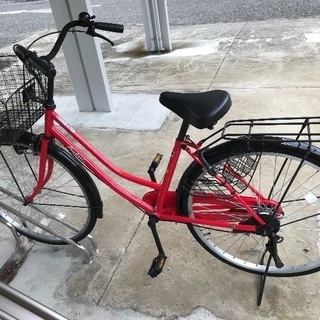 自転車 ママチャリ 通勤通学用 赤
