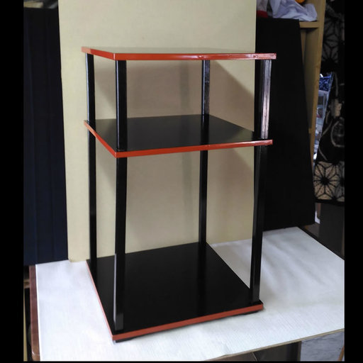 木製 漆塗 二重棚 組み立て式 茶道具 a417