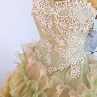 カクテルドレス☆イエロー×グリーンの画像