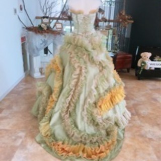 カクテルドレス☆イエロー×グリーンの画像