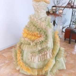 カクテルドレス☆イエロー×グリーンの画像