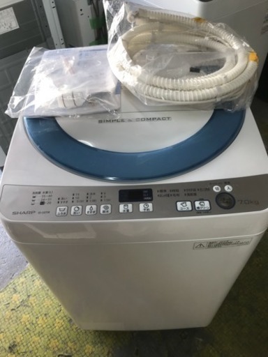 洗濯機 SHARP 7㎏洗い お風呂ホース未使用 家族用 ファミリーサイズ ES-GE70R 2016年 シャープ KK 川崎区