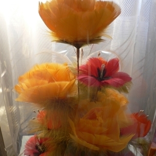 ケースに入った造花　鳥の羽です  少々難有の画像