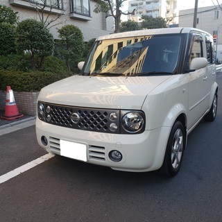 日産キューブ15Ｍプレミアムインテリア　車検33年3月　走行75000キロ　社外ＨＤＤナビ＆ＥＴＣ　１オーナー　スエード調シートの画像