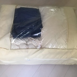 シングル布団3点セット カバー付き(紺色)