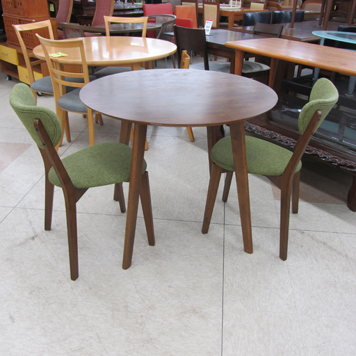 2人サイズ ダイニングセット 円形テーブル 直径90cm イス2脚 西宮の沢