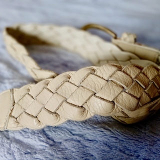 ★オフホワイト OFF WHITE leather レザー 編み込みベルト 本革の画像