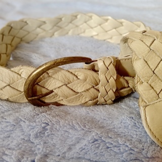 ★オフホワイト OFF WHITE leather レザー 編み込みベルト 本革の画像