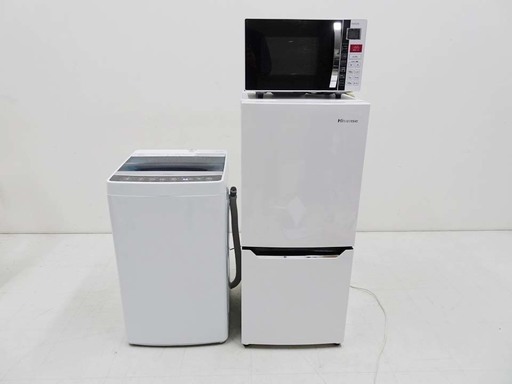 家電3点セット 良品 動作保証  2017年 2016年  冷蔵庫ハイセンス HR-D1301  洗濯機　ハイアール JW-C55A  電子レンジ ヤマゼン YRC-016VE