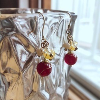 手作りピアス 925シルバー ぶどう系 上品なピアス