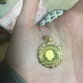 ツバル/ホースコイン金貨K24 K18枠付きの画像