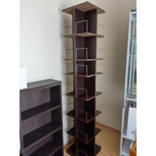 大容量！回転式DVDラック ダークブラウン CDラック
