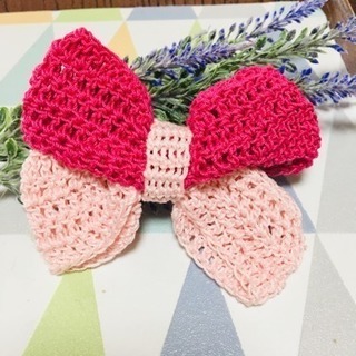 ☆手編み☆ヘアアクセ カラフルリボン🎀の画像