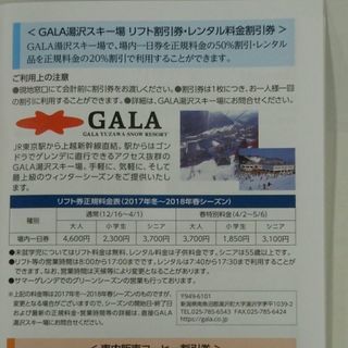 ガーラ湯沢スキー場リフト半額券＆レンタル割引券 各２枚