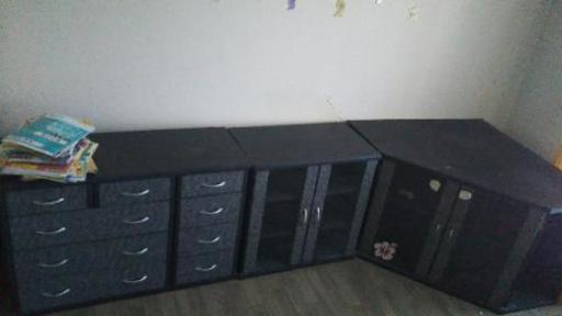 テレビボード L地 グレー黒