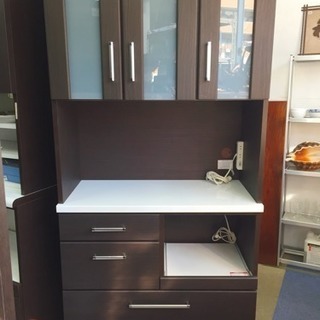 【美品】 大田区送料無料 食器棚 キッチンボード 90×180 レール引き出し 上下セパレートタイプ 完成品