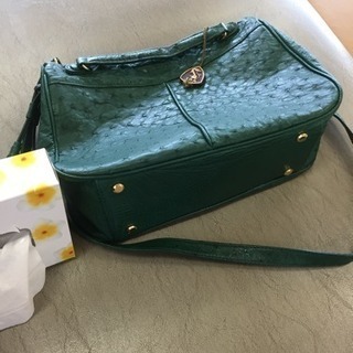 最終値下げ 美品 JRA  オーストリッチ グリーン バッグの画像