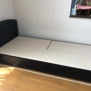 収納引き出し2つ付きシングルベッド