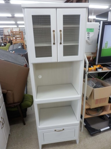 PayPay対応 新生活/一人暮らし応援 食器棚 キッチン/家電収納レンジボード スリムタイプ/60cm ホワイト ニトリコルテ2シリーズ