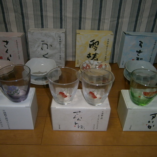 《引渡完了》【新品・未使用】小鉢＆小皿＆グラス：１４点（片岡鶴太...