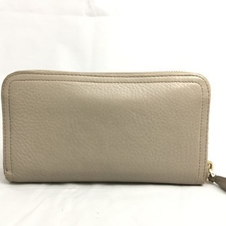 プラダ ベージュレザーラウンドファスナー 長財布 ジッピーウォレットの画像