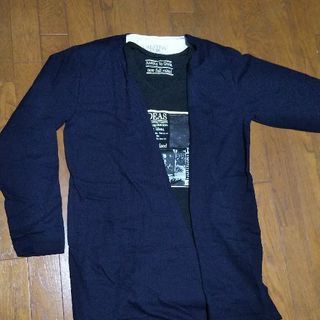 ロング丈カーディガン  LL 紺色