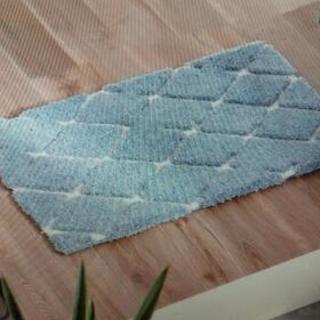 展示品★玄関マット☆長方形シャギーラグ［ブルー］
