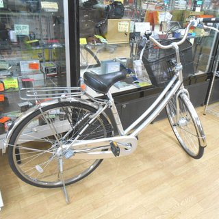 マルキン 26インチ 自転車 ママチャリ 3段変速 荷台 カゴ ライト カギ 付き シルバー色 26型 marukin ☆ PayPay(ペイペイ)決済可能 ☆ 札幌市 清田区 平岡 