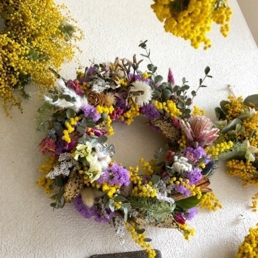 受注制作　　春のお花いっぱいリース