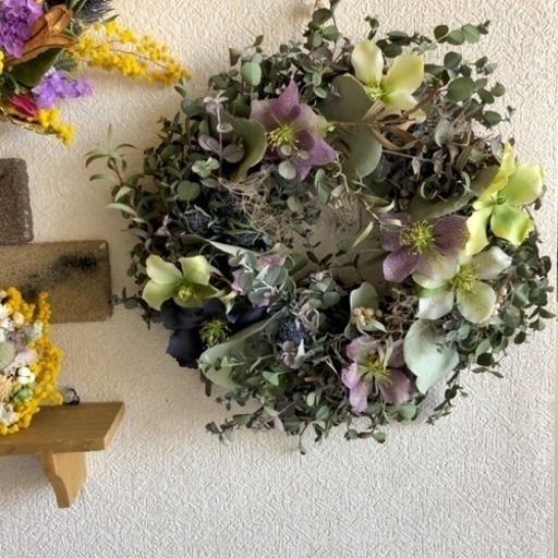 受注制作ユーカリリースwithクリスマスローズ