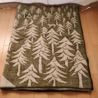 mina perhonen×KLIPPANラムウールブランケット大House in the forest greenミナペルホネンクリッパンの画像