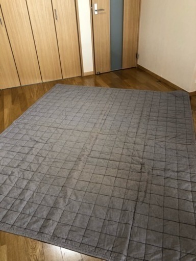 ※取引終了※ 無印良品 キルティングラグ 205×245 洗える綿素材 ブラウン ユーズド品