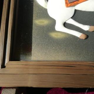 焼き杉 硯屏額❇️馬の押絵の画像