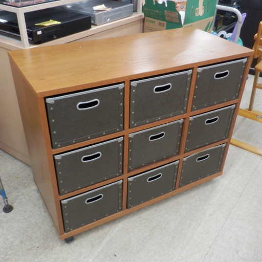 PayPay対応　マルチチェスト 引出し9杯 キャスター付き ブラウン 棚 札幌市西区西野