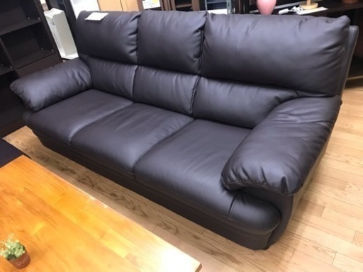 【リサイクルサービス八光　田上店　配達・設置OK】ブラック　3人掛けソファ
