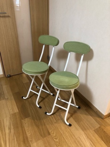 ※取引終了※ 折りたたみチェア2脚セット グリーン×ホワイト ユーズド美品