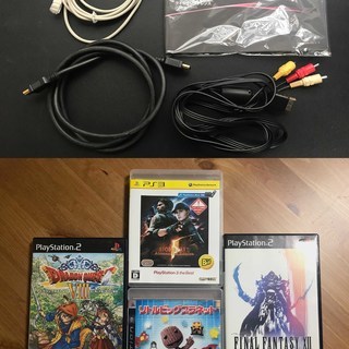 PS3 PlayStation3 初期型（PS2プレイ可能）＋コントローラー２つ＋ソフト４本　セットの画像