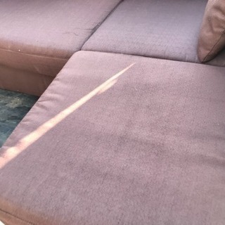 ソファー ブラウン 3人掛け オットマン付きの画像