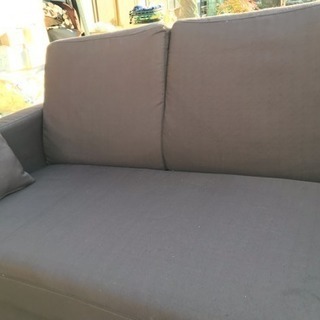 ソファー ブラウン 3人掛け オットマン付きの画像