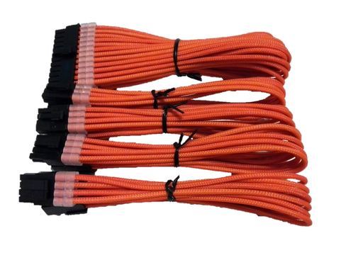PC電源ユニット延長スリーブケーブルセット スリーブガイド付き 橙(Orange)